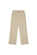 Beige pants with a BOY London logo on a white background