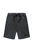 Black shorts with a drawstring on a white background