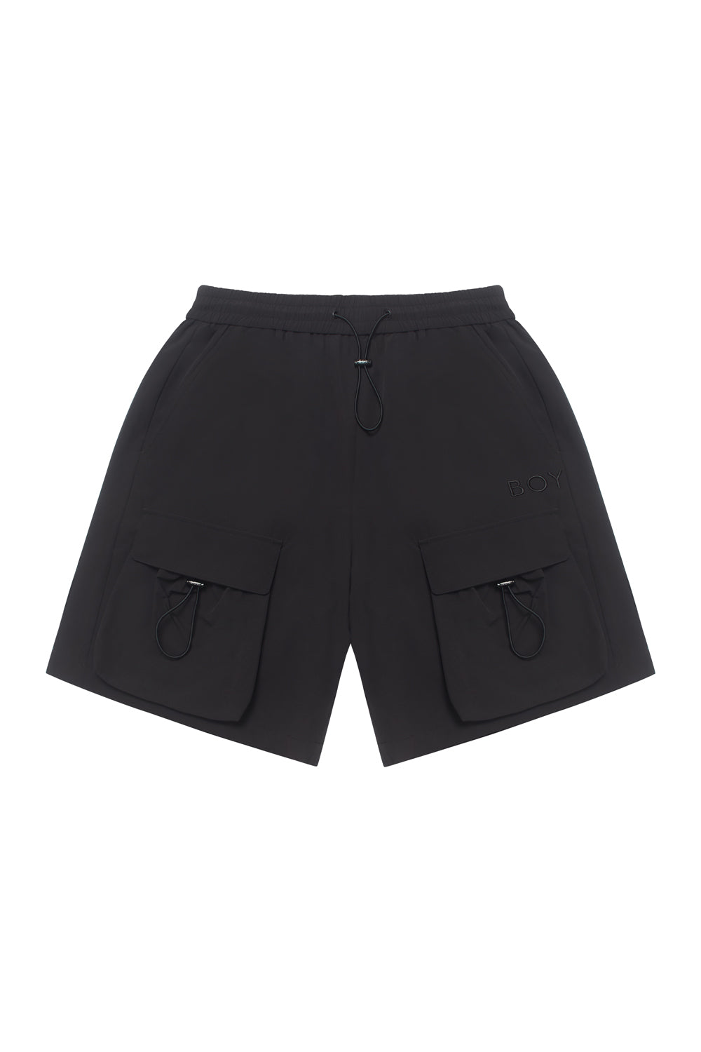 Black shorts with pockets on a white background