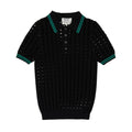 BOY LONDON OPEN MESH KNITTED POLO T-SHIRT - BLACK