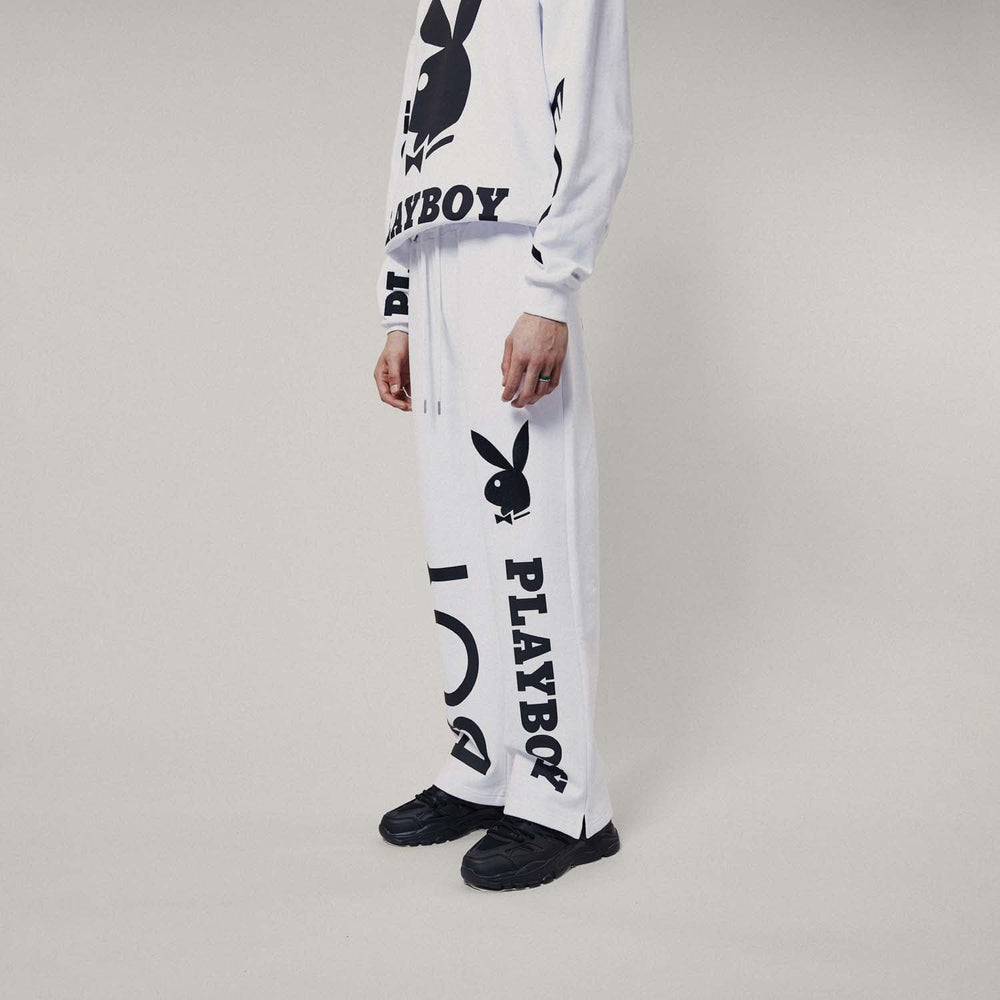 White Playboy Bunny Jogger Pants PLAYBOY X BOY BOLD BUNNY JOGGERS