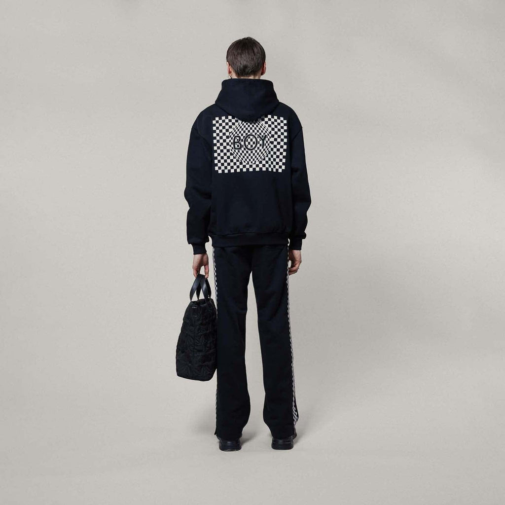 Boy London checkerboard hoodie black