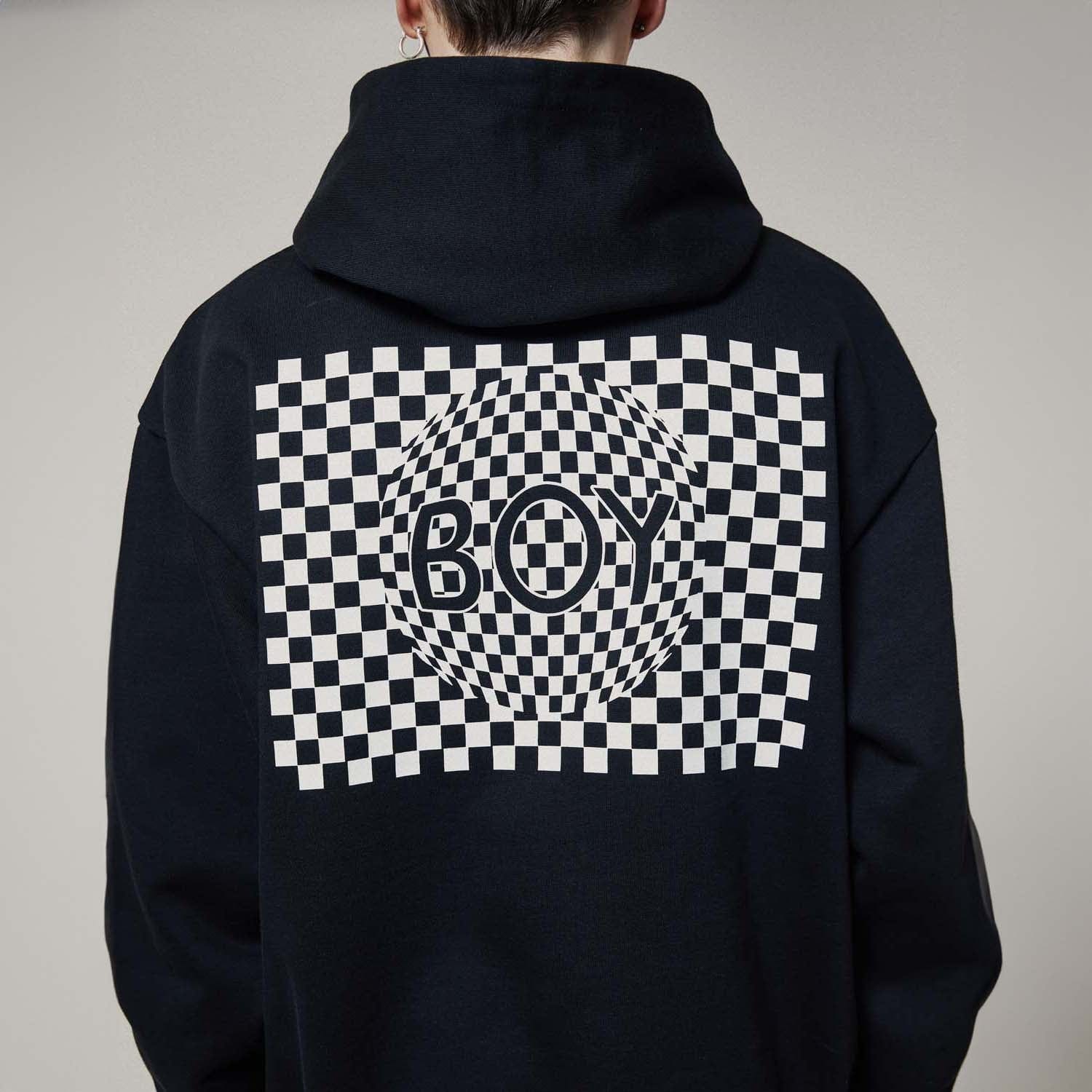 Boy London checkerboard hoodie black