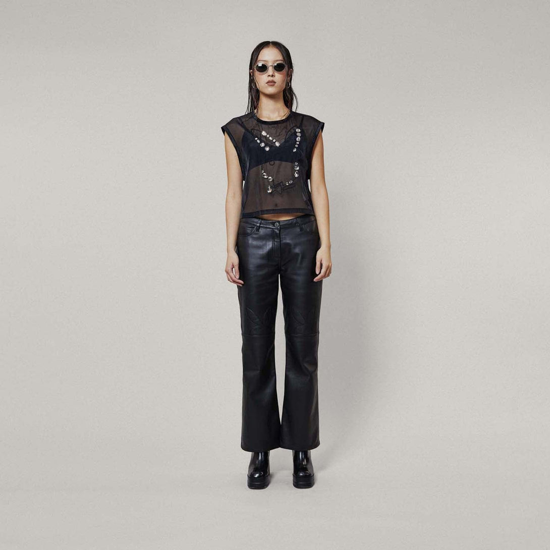 PLAYBOY X BOY EMBELLISHED TOP - BLACK