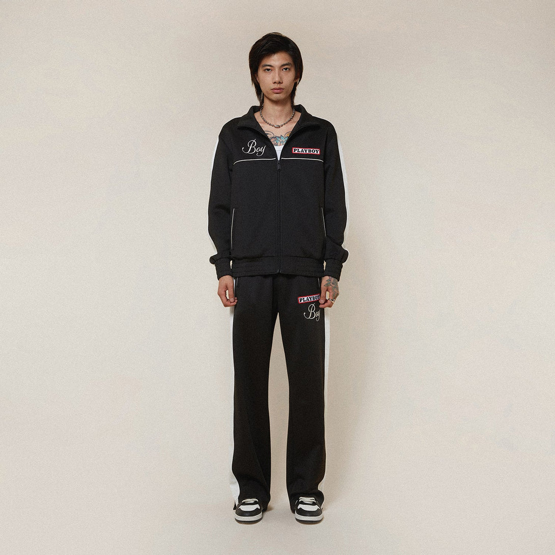 PLAYBOY X BOY JUMBO BUNNY TRACK PANT - BLACK/OFFWHITE