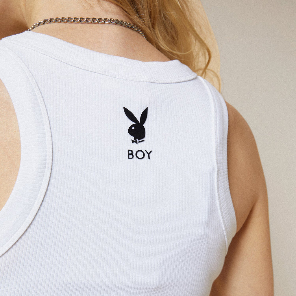 PLAYBOY X BOY LUCKY 8-BALL TANK TOP - WHITE