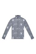 Black and white checkered BOY London top with graphic design on a white background