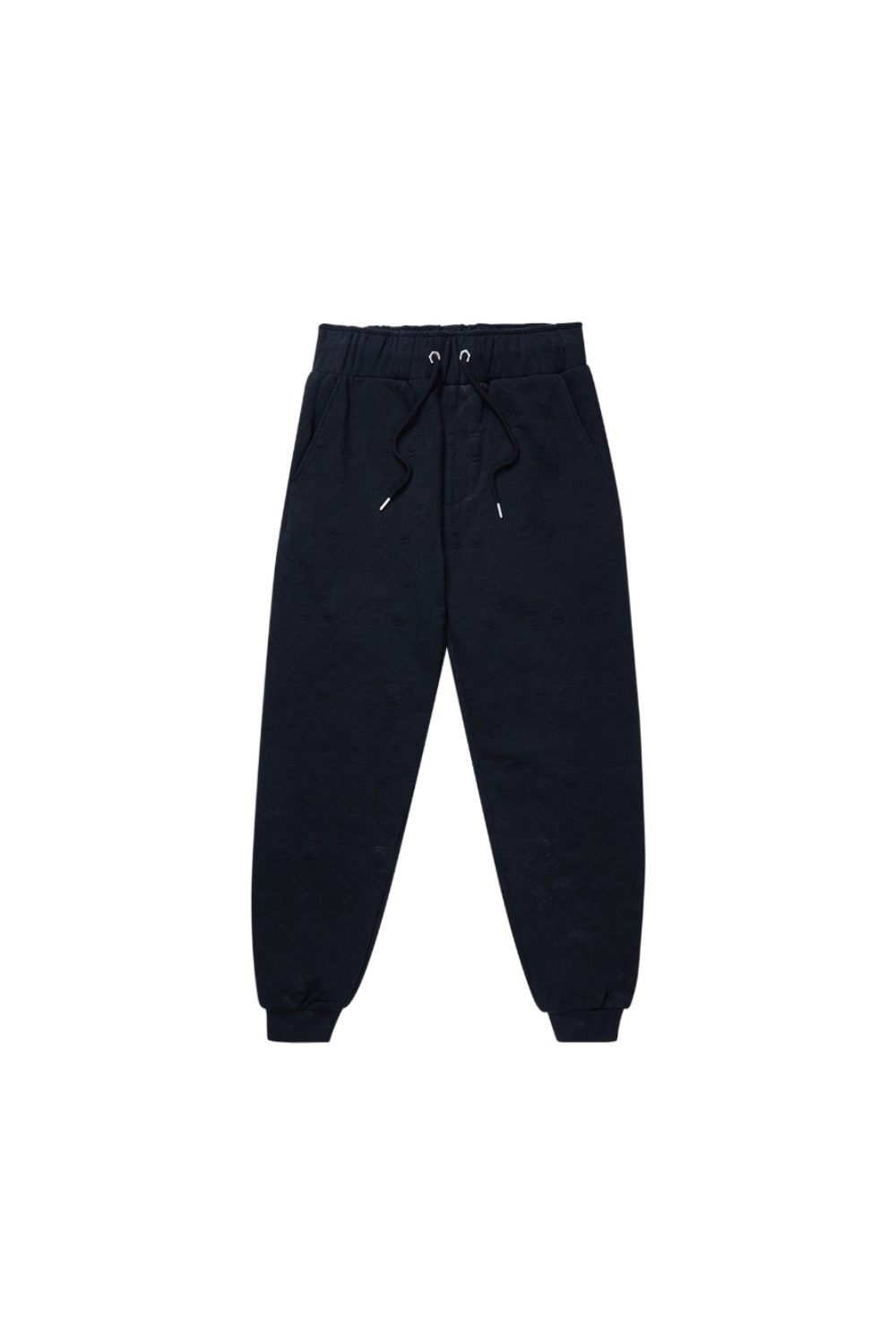 Black jogger pants on a white background