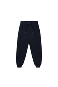 Black jogger pants on a white background