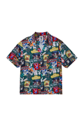 Colourful BOY London patterned shirt with brand logos on a white background