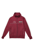 BOY London Maroon hoodie with white accents and Playboy branding on a white background
