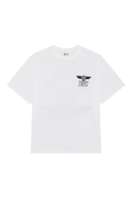 White BOY London t-shirt with a black logo on a white background
