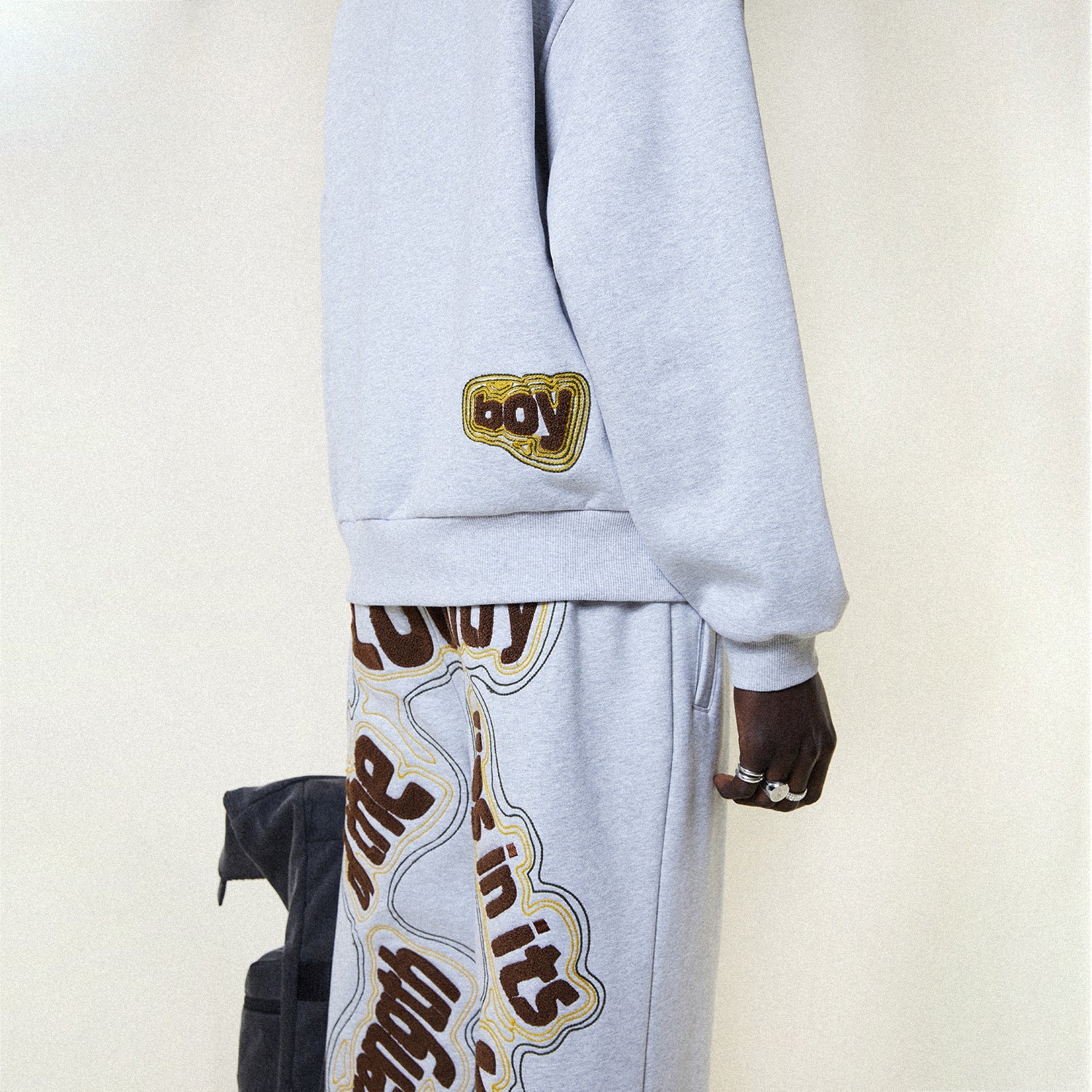 Male model wearing STRENGTH JOGGING PANT-JOGGERS-BOY London