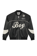 Black jacket with 'Boy' branding on a white background