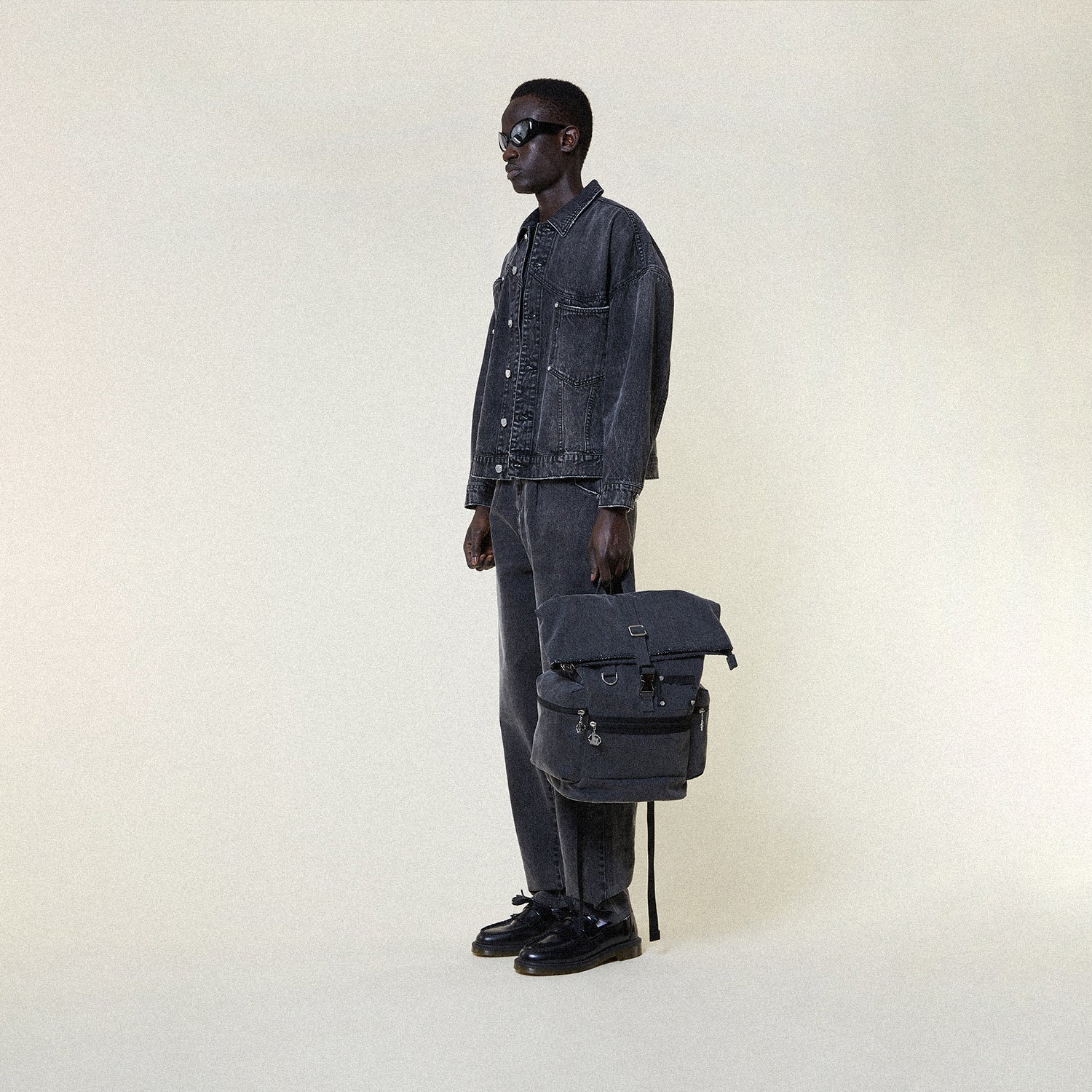 male model wearing WARPED TRUCKER JACKET-JACKETS-BOY London