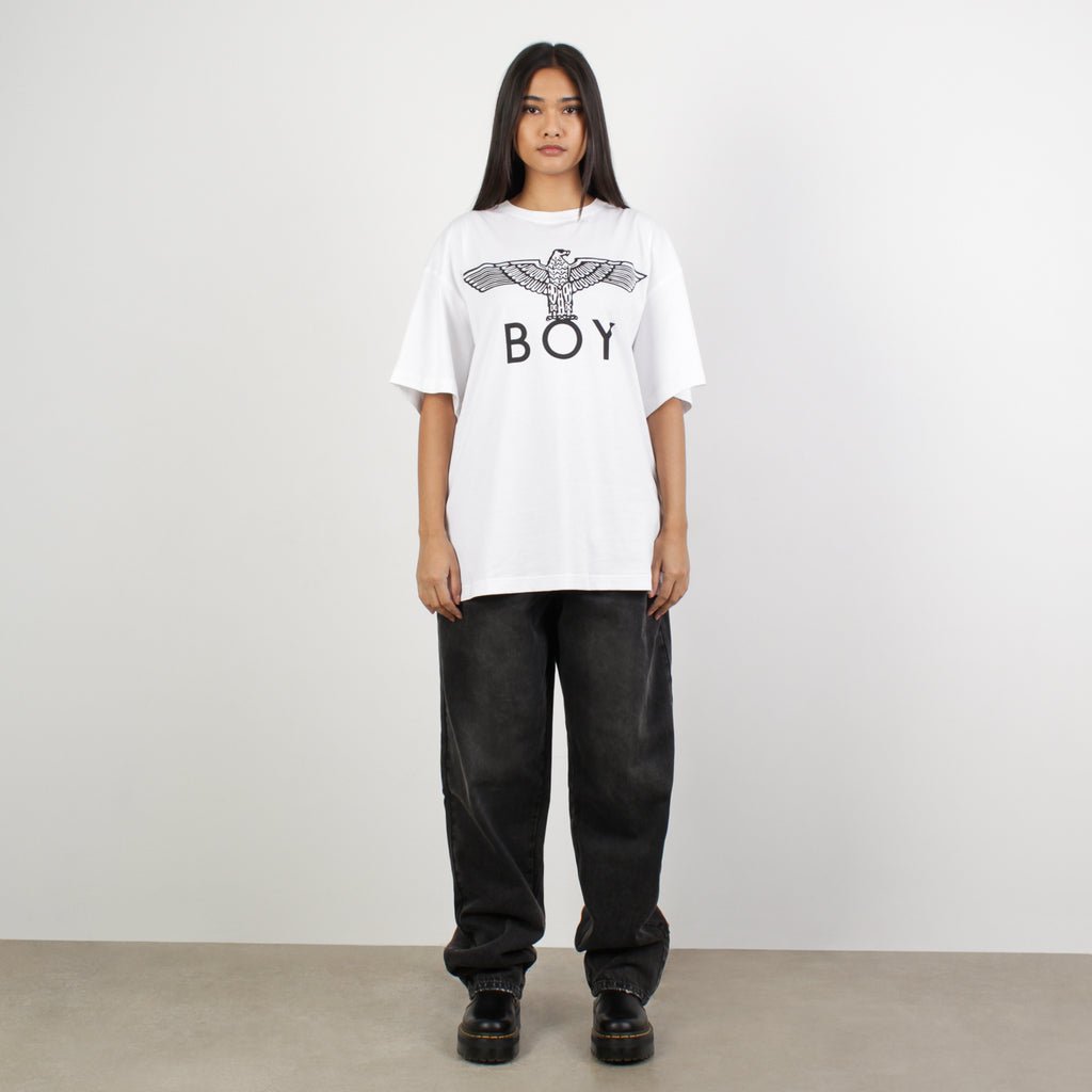 Female model wearing WARPED DENIM JEANS-JEANS-BOY London