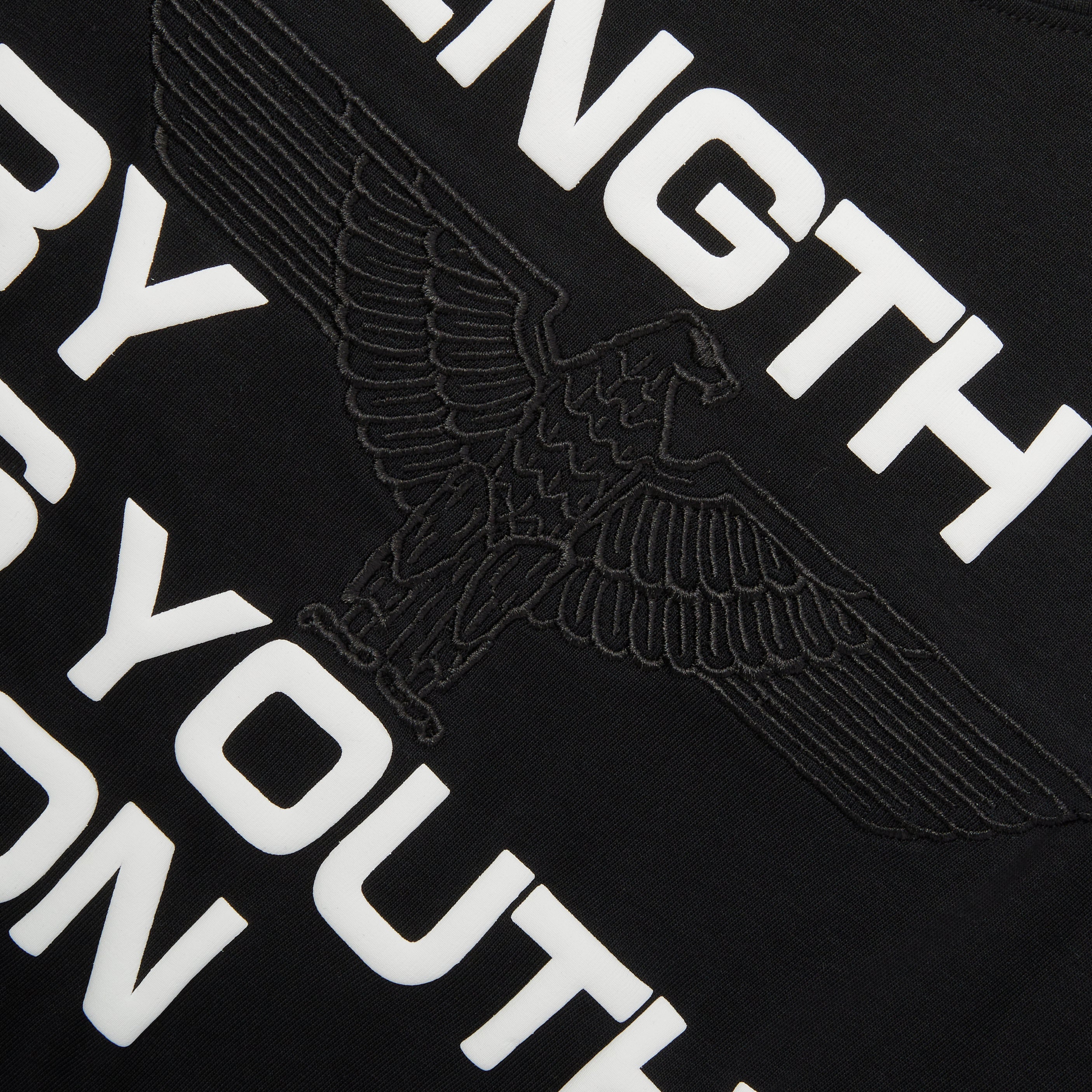 Black Boy London crew neck t-shirt with text  printed in white on the front.