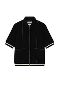 Black BOY London shirt with white trim on a white background
