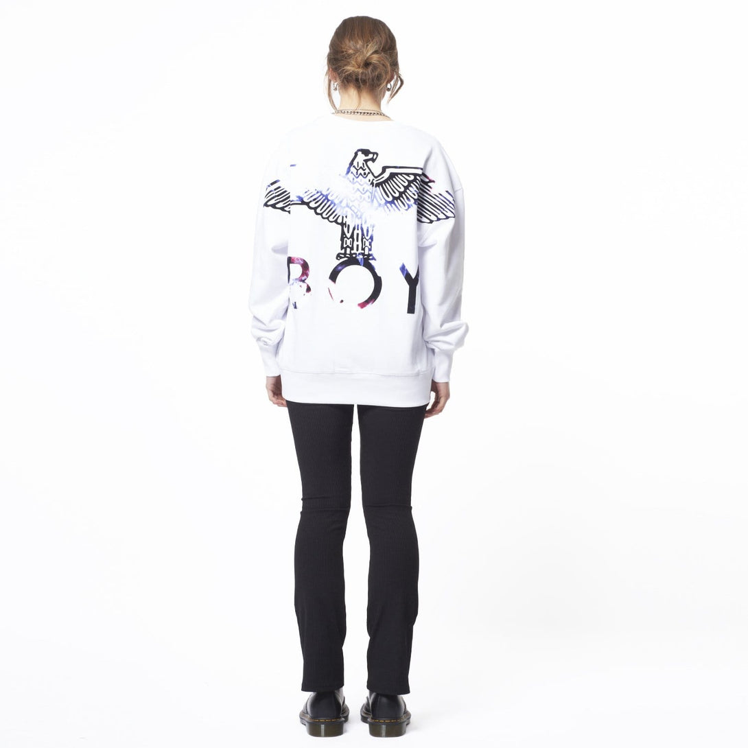 BOY LONDON SWEATSHIRT BOY EAGLE FLOCK SWEAT - WHITE