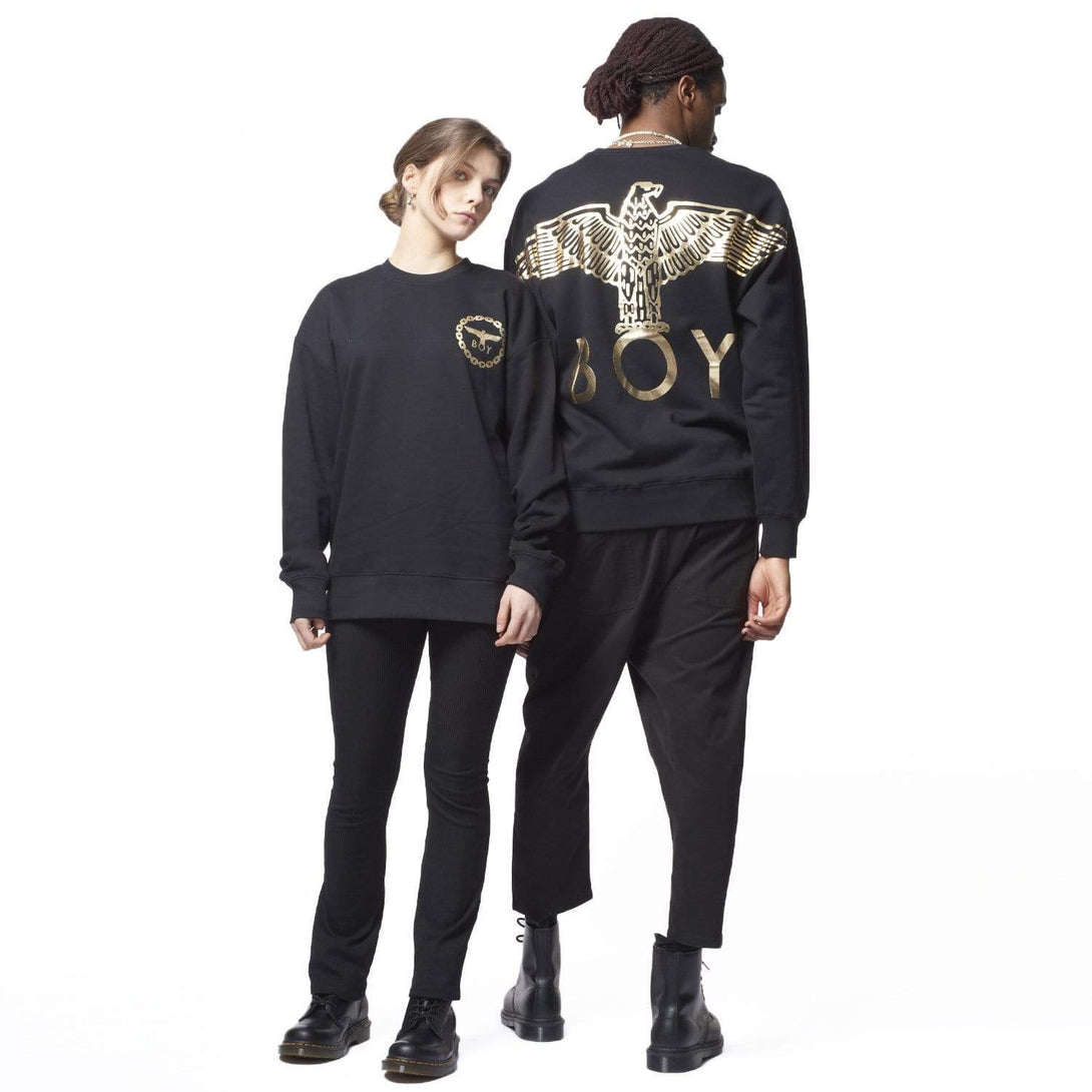 BOY LONDON SWEATSHIRTS BOY EAGLE BACKPRINT SWEATSHIRT - BLACK/GOLD