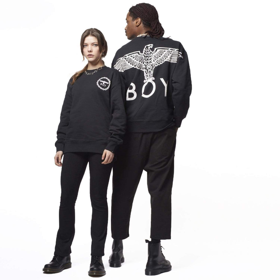 BOY LONDON SWEATSHIRTS BOY EAGLE BACKPRINT SWEATSHIRT - BLACK/WHITE
