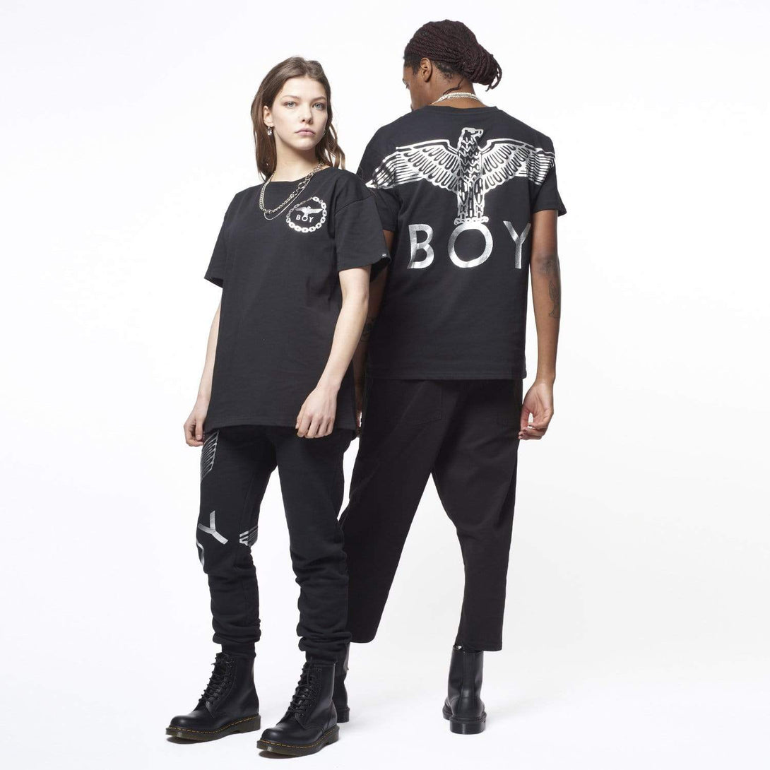 BOY LONDON T-SHIRTS BOY EAGLE BACKPRINT T-SHIRT - BLACK/SILVER